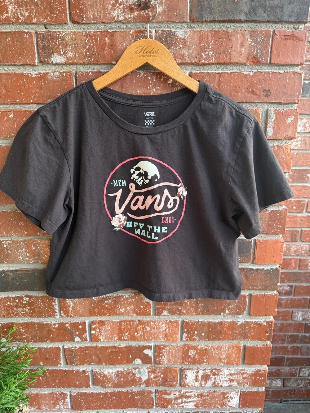 Vans Off The Wall Crop Charcoal Tee with Graphic